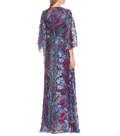 Shop Etro Paisley Silk-blend Maxi Dress In Blue