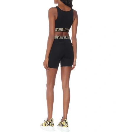 Shop Versace Stretch-jersey Sports Bra In Black