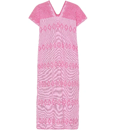 Shop Pippa Holt No. 41 Embroidered Cotton Kaftan In Pink