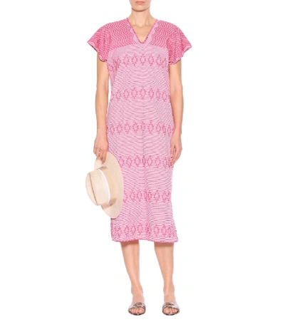 Shop Pippa Holt No. 41 Embroidered Cotton Kaftan In Pink