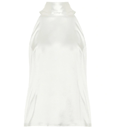 Shop Galvan Tie-neck Satin Bridal Top In White