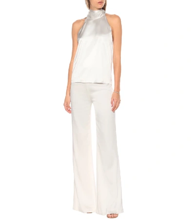 Shop Galvan Tie-neck Satin Bridal Top In White