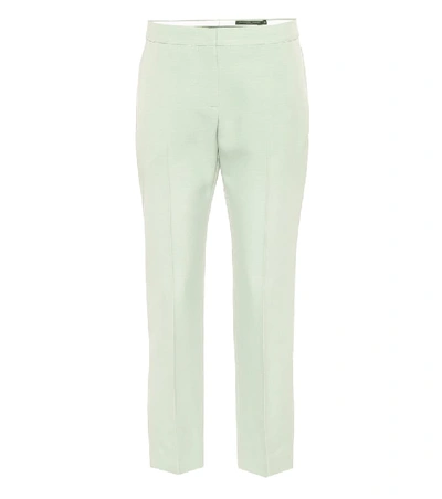 Shop Alexander Mcqueen Cropped Mid-rise Cigarette Pants In Green