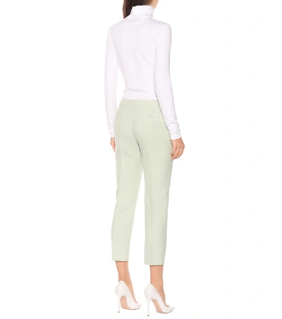 Shop Alexander Mcqueen Cropped Mid-rise Cigarette Pants In Green