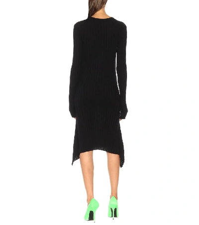 Shop Helmut Lang Wool Midi Dress In Black