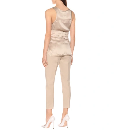 Shop Max Mara Berger Silk Satin Top In Beige