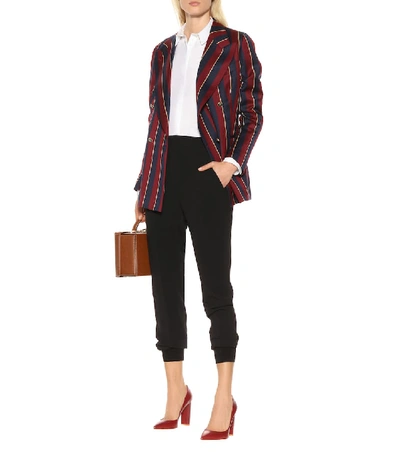 Shop Giuliva Heritage Collection The Stella Striped Wool Blazer In Red