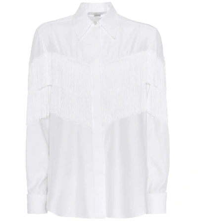 Shop Stella Mccartney Alina Fringed Cotton Shirt In White