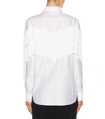 Shop Stella Mccartney Alina Fringed Cotton Shirt In White