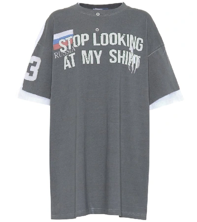 Shop Vetements Printed Cotton T-shirt In Grey