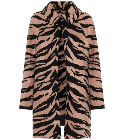 Shop Alaïa Zebra Jacquard Cocoon Coat In Beige