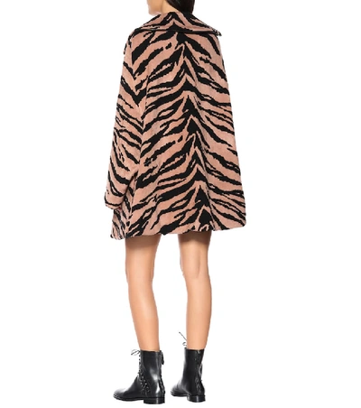 Shop Alaïa Zebra Jacquard Cocoon Coat In Beige