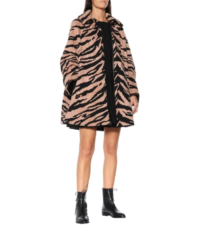 Shop Alaïa Zebra Jacquard Cocoon Coat In Beige