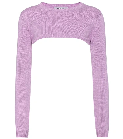 Shop Valentino Cropped Cashmere Sweater In Purple