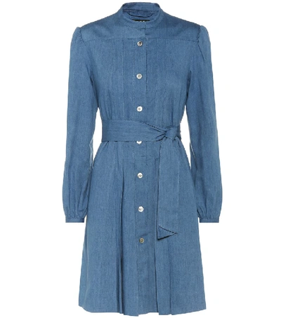 Shop A.p.c. Alba Chambray Dress In Blue