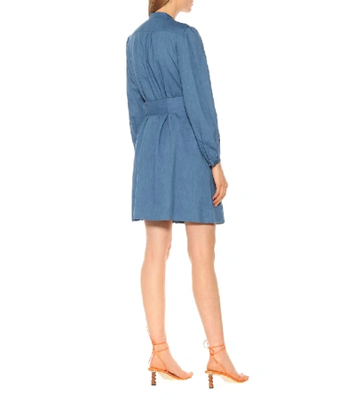 Shop Apc Alba Chambray Dress In Blue