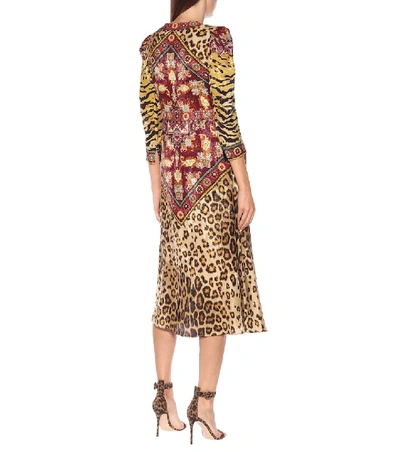 Shop Etro Leopard-print Midi Dress In Multicoloured