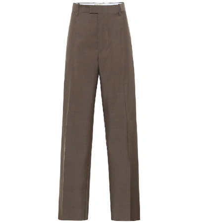 Shop Bottega Veneta High-rise Wool Wide-leg Pants In Brown