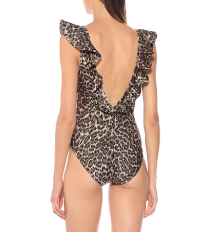 Shop Zimmermann Suraya Leopard-print Swimsuit In Brown