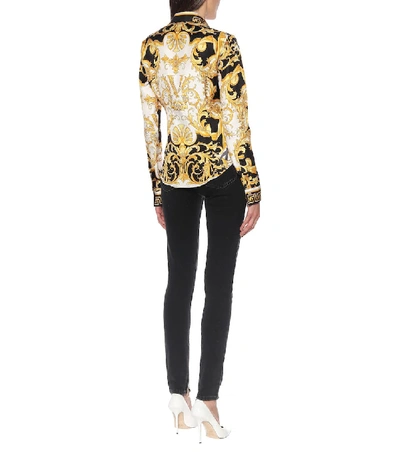 Shop Versace Printed Silk Shirt In Yellow