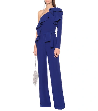 Shop Elie Saab One-shoulder Jumpsuit In Blue