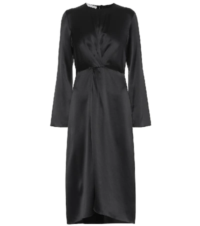 Shop Vince Silk Satin Midi Dress In Black