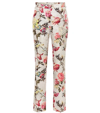 Shop Etro Floral Cotton And Silk-blend Pants In Multicoloured