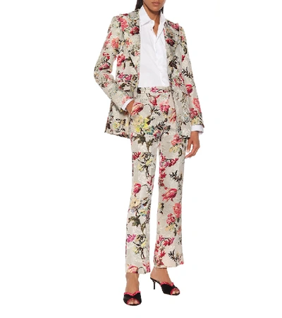 Shop Etro Floral Cotton And Silk-blend Pants In Multicoloured