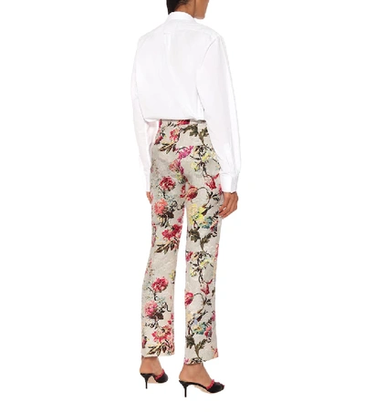 Shop Etro Floral Cotton And Silk-blend Pants In Multicoloured