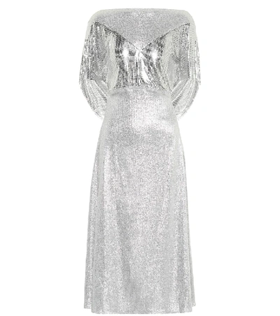 Shop Paco Rabanne Metallic Midi Dress In Silver