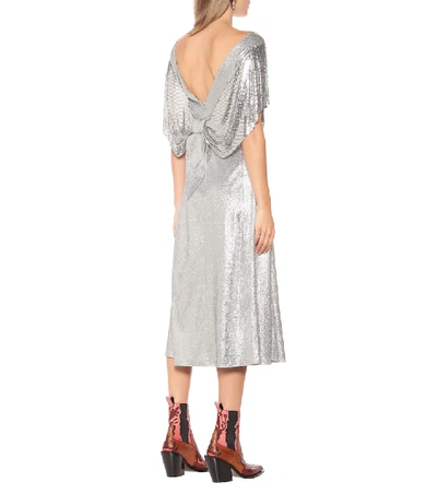 Shop Paco Rabanne Metallic Midi Dress In Silver