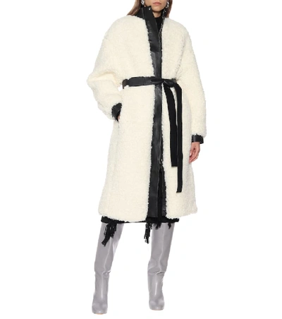 Shop Acne Studios Faux Shearling And Leather Coat In White