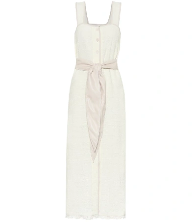 Shop Nanushka Rita Cotton And Linen Midi Dress In White