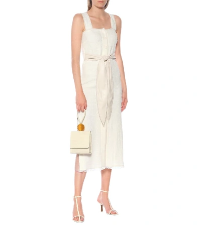 Shop Nanushka Rita Cotton And Linen Midi Dress In White