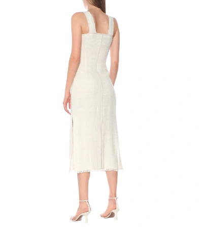 Shop Nanushka Rita Cotton And Linen Midi Dress In White