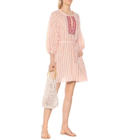 Shop Lemlem Nefasi Striped Cotton Minidress In Pink