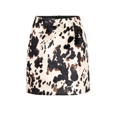Shop Alexa Chung Cow-print Miniskirt In Brown