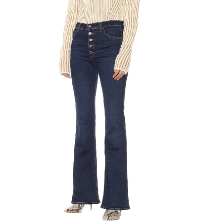 Shop Veronica Beard Beverly High-rise Flared Jeans In Blue