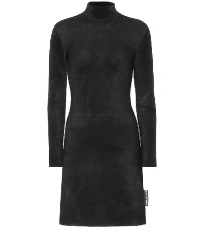 Shop Balenciaga Fleece Minidress In Black
