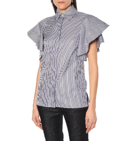 Shop Victoria Victoria Beckham Striped Cotton Blouse In Multicoloured