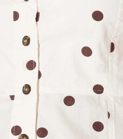 Shop Ganni Polka-dot Cotton Blouse In White