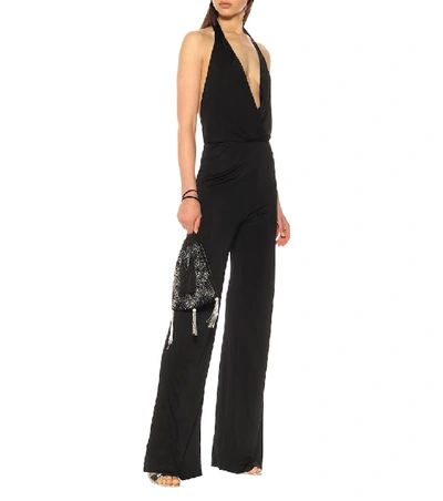 Shop Galvan Mamounia Embellished Jersey Jumpsuit In Black