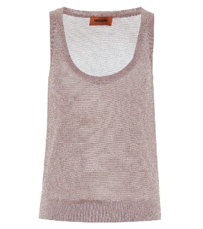 Shop Missoni Metallic Knit Tank Top In Beige