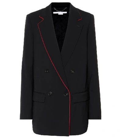 Shop Stella Mccartney Double-breasted Wool Blazer In Black