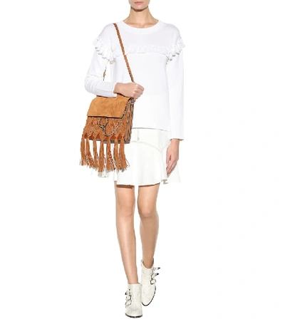 Shop Chloé Tasselled Cotton And Wool Sweater In White