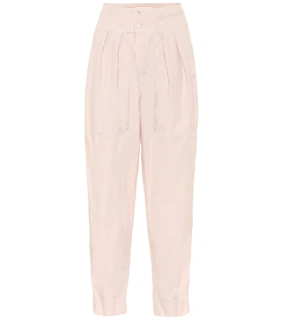 Shop Isabel Marant Étoile Mariz High-rise Cropped Cotton Pants In Pink