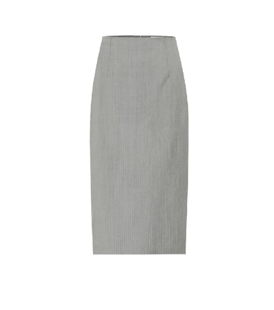 Shop Alexander Mcqueen High-rise Pencil Wool Midi Skirt In White