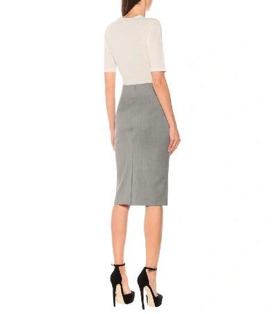 Shop Alexander Mcqueen High-rise Pencil Wool Midi Skirt In White