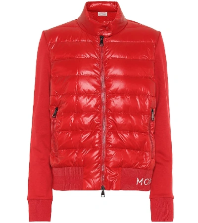 Shop Moncler Cotton-jersey Down Jacket In Red