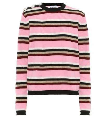 Shop Ganni Embellished Cashmere Sweater In Pink